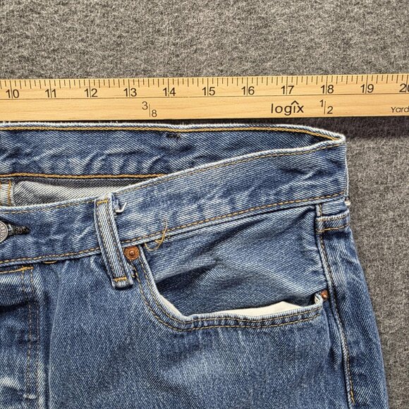 Levis 501 Jeans Mens 40x30 Blue Button Fly Straight Leg Denim Medium Wash - Picture 5 of 11